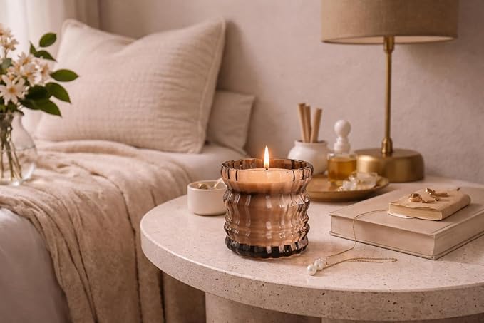 Willow Scented Candle, 8 oz Luxury Non-Toxic Candle with Floral, Citrus, Woody & Resinous Notes, 50+ Hour Burn Time, Stress Relief Home Fragrance, Vegan Candle Gift in Textured Glass
