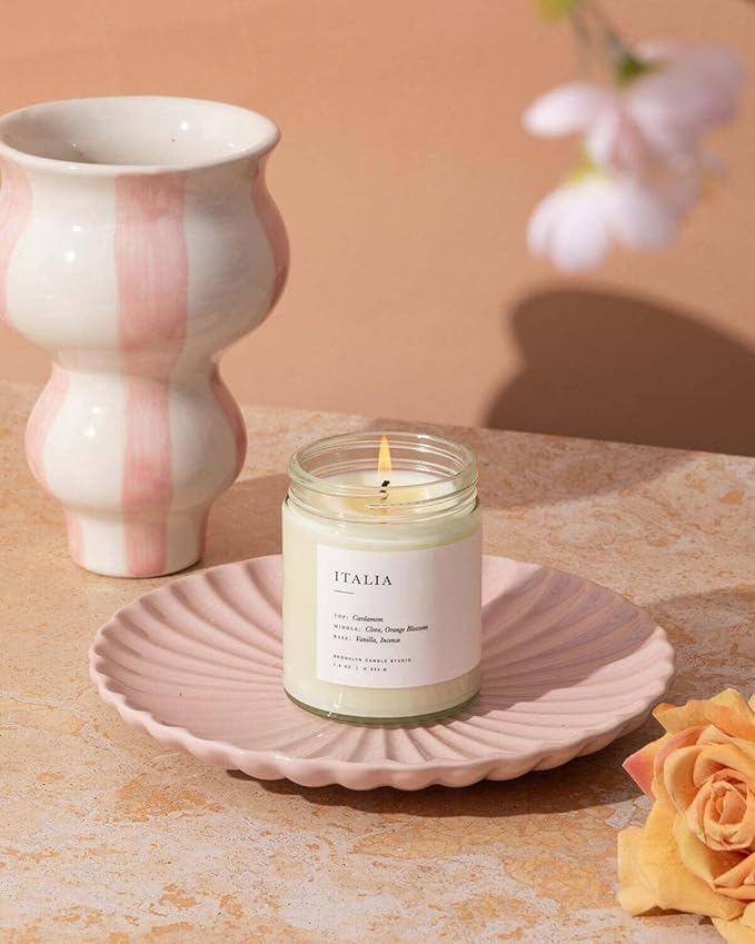 Brooklyn Candle Studio Italia Jar Candle - Luxury Scented Candle, Vegan Soy Wax, Hand Poured in The USA, 50 Hour Slow Burn Time - 7.5oz