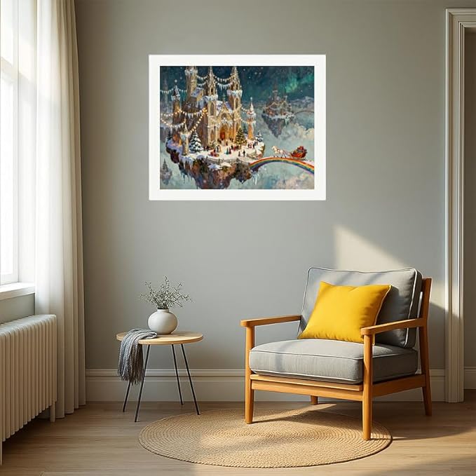 EnLvYY Christmas Castle Paint by Numbers Adult 16x20 Inch, DIY Acrylic Painting Kit for Beginners, Fantasy Unicorn Sleigh Winter Scene Wall Art Home Decoration, Gift for Teens and Adults, Unframed