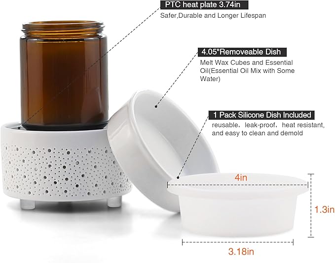 Wax Melt Warmer with Timer (PTC Heating) Upgraded Version Ceramic 3-in-1Burner Electric Candle Warmer for Scented Wax Melter Home Fragrance and Auto Shut Off Home Aromatherapy