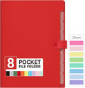 Forvencer Expanding File Folder with 8 Pocket, Letter Size Accordion File Organizer, Portable Folders for Documents, Cute Paper Organizer, Filling Products for School Office Supplies, A4 Size, Red