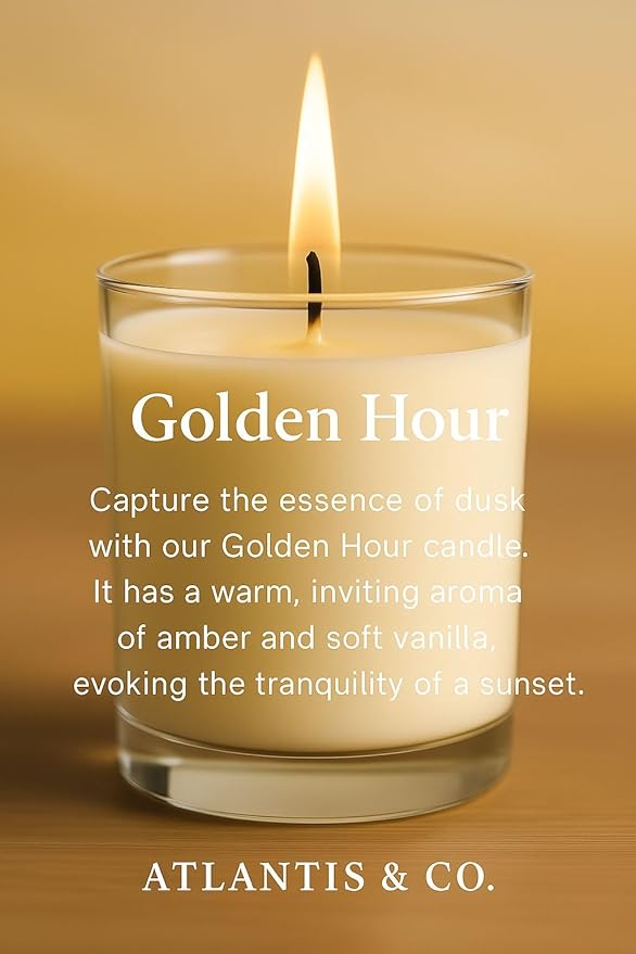 Golden Hour Scented Candle, 8oz Jar with Long-Lasting Burn, Giftable, Holidays,Birthdays
