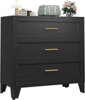 Ckzbx Metal Dresser for Bedroom 3 Drawers Dresser Metal Storage Organizer,34.25" H Drawer Chest, Closet Organizers for Living Room, Hallway, Closet (Black)
