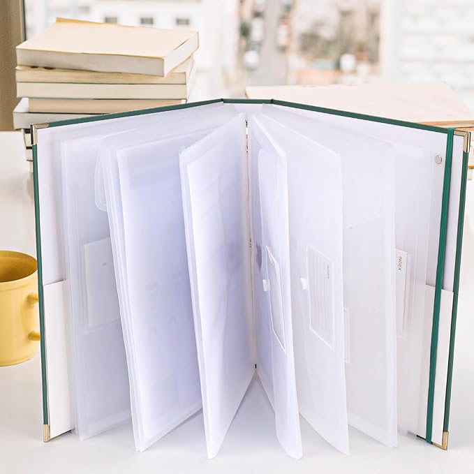 XKDOUS Important Document Organizer Folder Folio 3-Ring Accordion Storage File Folders in Case If I Die Binder Organizer with 9 Pockets, Labels for Papers, Files, Passports