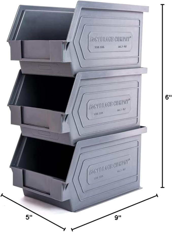 Plastic Storage Bins, Hanging, Stackable, Storage Organizer Bin for Warehouses, Workshops 9-Inch x 5-Inch x 5-Inch, Red, 12-Pack