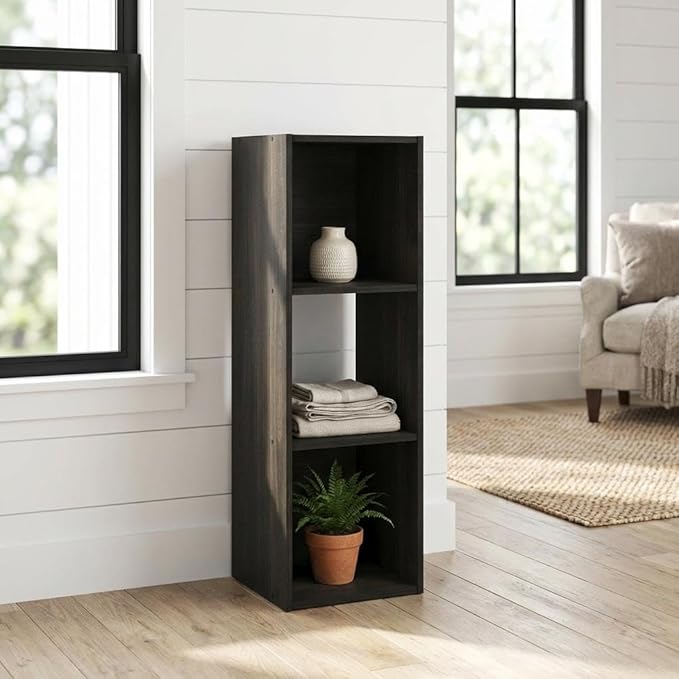 Furnifact Espresso Bookcase with Wood Construction, Tall Storage, Modern Design, Compact Size, Ideal for Home or Office Organization