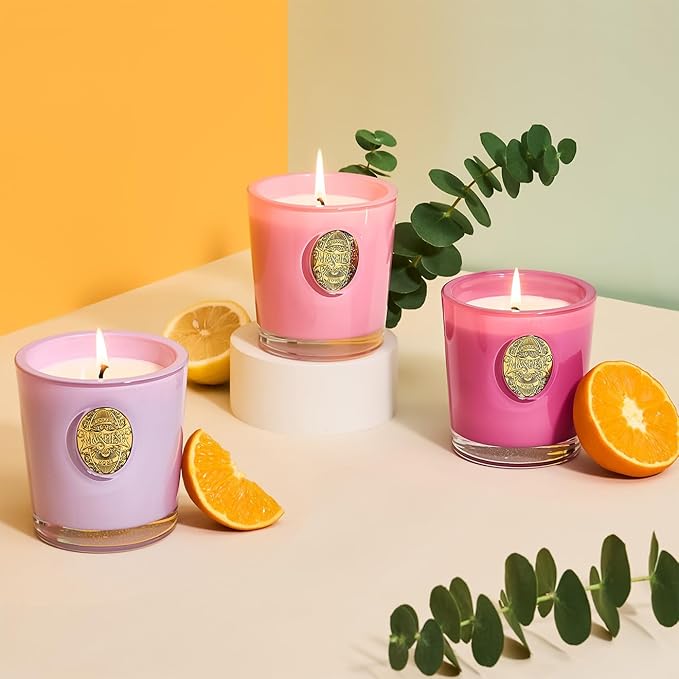 M&SENSE Natural Soy Candle| Lilac Blossom Purple | 10.2 oz, 55H Burn | Luxury Scented Candle for Relaxation, Gifting, Home Décor | for Bedroom, Office, Party