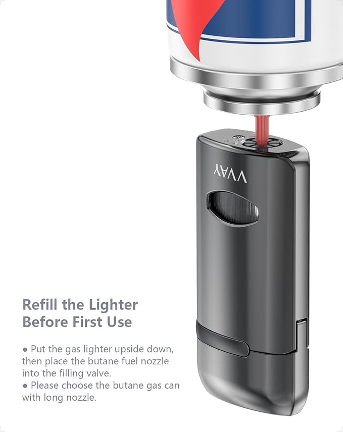 VVAY Windproof Jet Flame Lighter - Gas Refillable (Gas Not Included)
