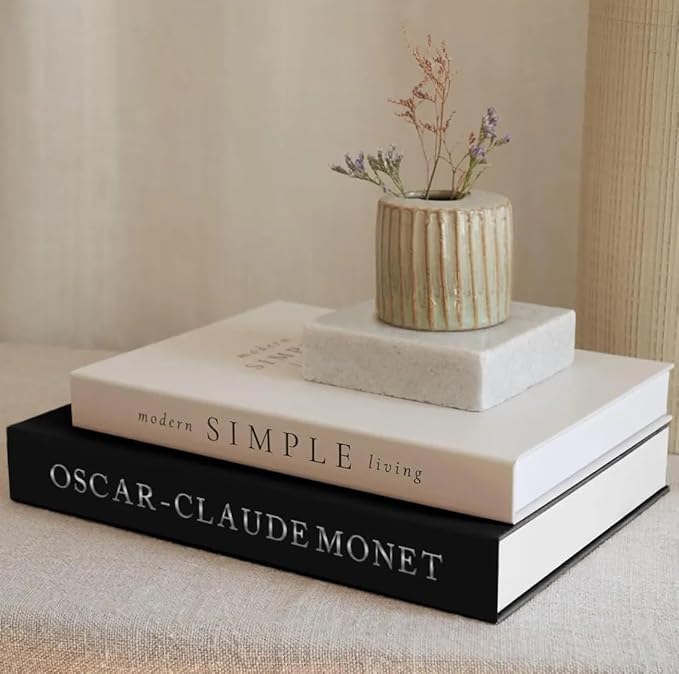 Decorative Books for Home Decor,2 Pcs Modern Minimalist Faux Book for Home Decoration,Coffee Table Decor,Living Room Aesthetic Accent (E2)