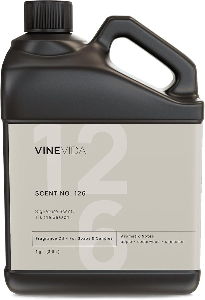 VINEVIDA Scent NO. 126 Fragrance Oil - 1 Gallon (8lbs) - Signature Scent: Tis The Season Fragrance Oil for Candle Making - Made in USA Candle Scents Scents for Soap Making