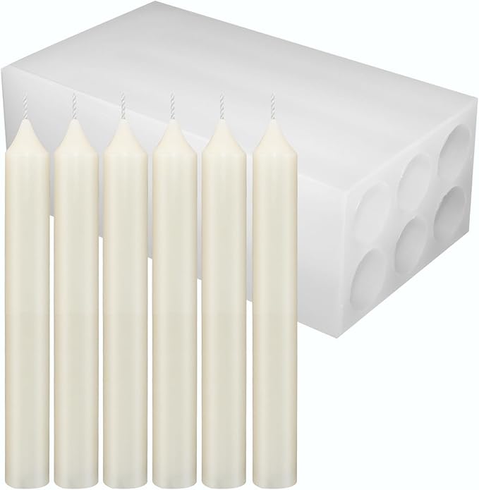 6-Cavity Long Cylinder Mold for Candle Making, 6 Holes Cylinder Silicone Candle Mold Long Pillar Silicone Mold for Wax Candle Making (Large)