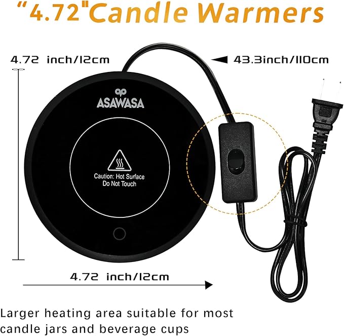 ASAWASA Smart Candle Warmer for Large Jar, Coffee Mug Warmers, with Gravity Switch Auto Shut-On/Off, Safely and evenly Release The Aroma, Keep The Drink at a Pleasant Temperature, A Thoughtful Gifts
