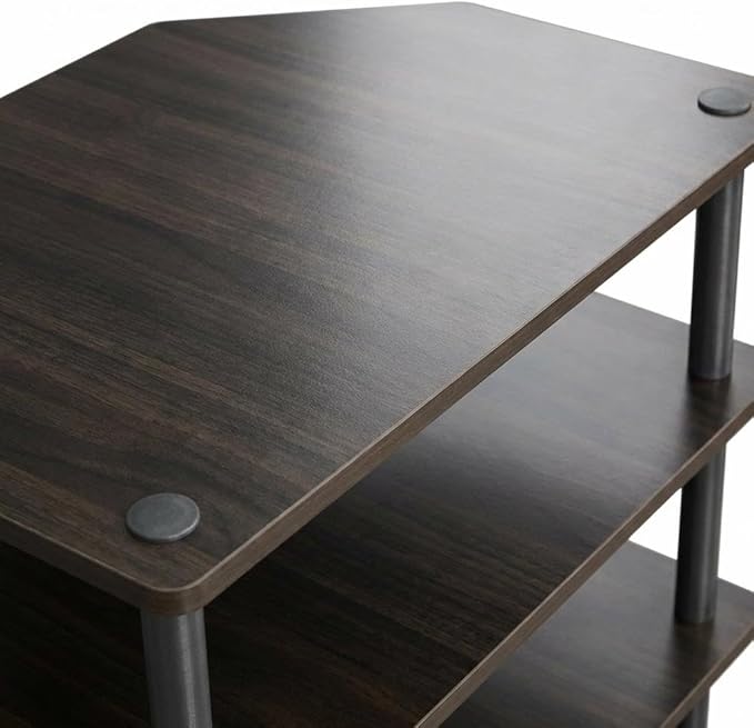 Furnifact Espresso Easy Assembly 4-Tier Petite TV Stand, Durable Composite Wood Construction, Space-Saving Design, Modern Style for Living Room