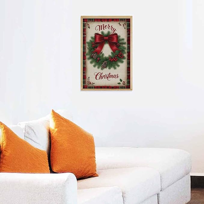 AIVKIEJK Diamond Painting Kits for Adults - Merry Christmas Red Bow & Pine Cones Painting DIY 5D Full Drill Diamond Dots Paintings with Diamonds Gem Art and Crafts Home Decor 8"x12"