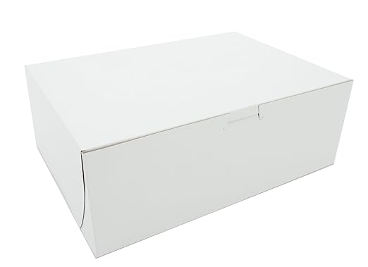 Southern Champion Tray 0980 Premium Clay Coated Kraft Paperboard White Non-Window Lock Corner Bakery Box, 11" Length x 8" Width x 4" Height (Case of 100)