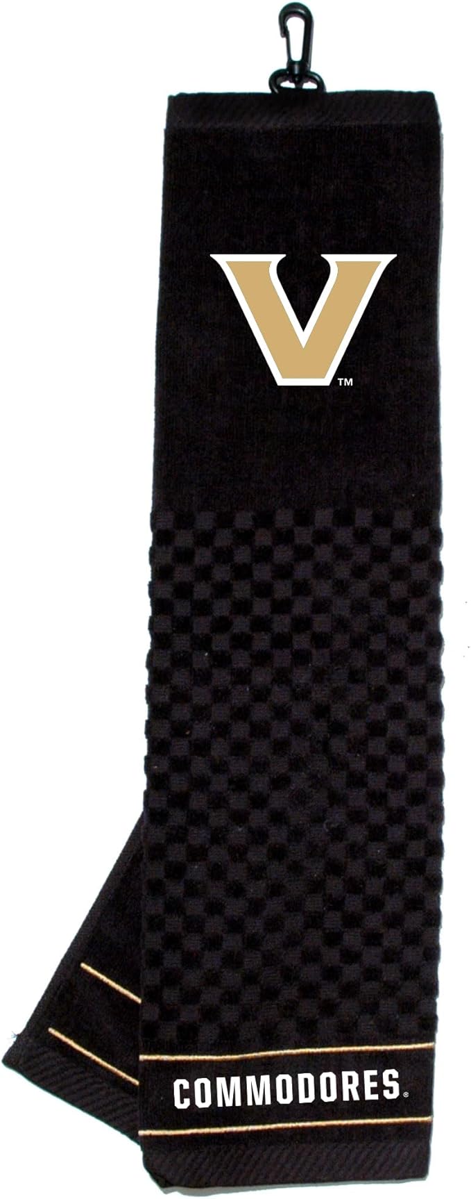 Team Golf NCAA Vanderbilt Commodores Embroidered Golf Towel Embroidered Golf Towel, Checkered Scrubber Design, Embroidered Logo
