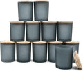 SHOWIN Thick Candle Jars for Making Candles 12 Pcs, 7 OZ Empty Jars with Wood Lids for Candle Making, Sample Container, Frosted Grey