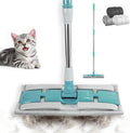 Electrostatic Pet Hair Clip-On Mop,One Swipe Captures All Pet Hair & Dust-2 Reusable Pet Hair Removal Cloths+1 Fiber Cleaning Cloth,57-Inch Adjustable Handle,Suitable for Large Home Areas&Under Sofas