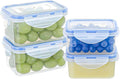 KIGI Small Food Storage Containers with Airtight Lids, Leakproof for Snack, Fruit, Lunch, Meal Prep, Portion Control, BPA-Free Plastic, 4-Sided Locking Lids (2.1 Cup *2 + 0.75 Cup *2 8-Piece Set)