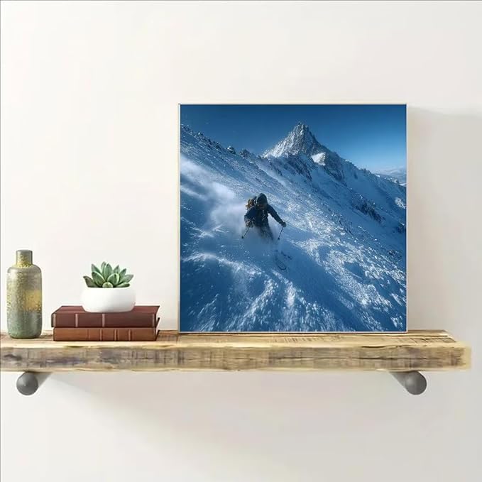 Diamond Art Kits for Adults Ski Diamond Painting Kit Snow Mountain, DIY Crafts for Adults 5D Full Square Drill Gem Art Embroidery Painting Kit for Home Wall Decor, Birthday Girl 11.8x11.8inch 8-XO18