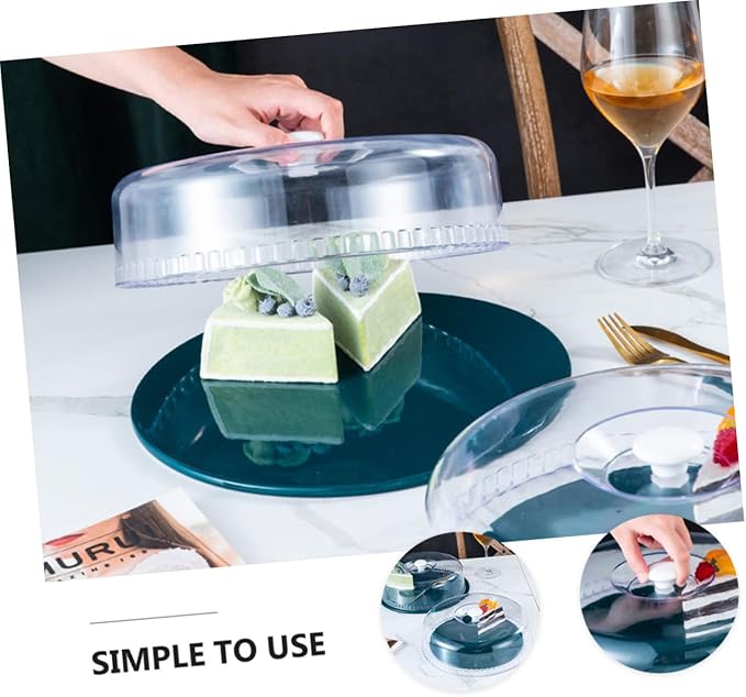 Heat Resistant Round Food Cover with Design Transparent Bowl Lid for Fresh Keeping Microwave Oven Splatter Guard Ergonomic Handle Suitable for Cakes Snacks Fruits and Dishes