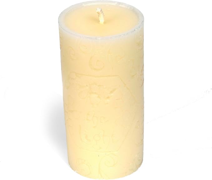 BeeTheLight Beeswax Pillar Candle - 100% Pure Bees Wax - Choose Your Size and Color - 72 Hour Burn Time - Fits 3x6 Holder - Unscented - Natural Light Honey Scent (Cloud White, Large)
