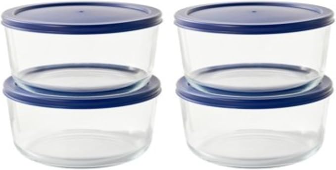 8-Piece Glass Food Storage Containers Set - 4 (6.55-Cup) Containers with Lids, BPA-Free, Microwave & Dishwasher Safe