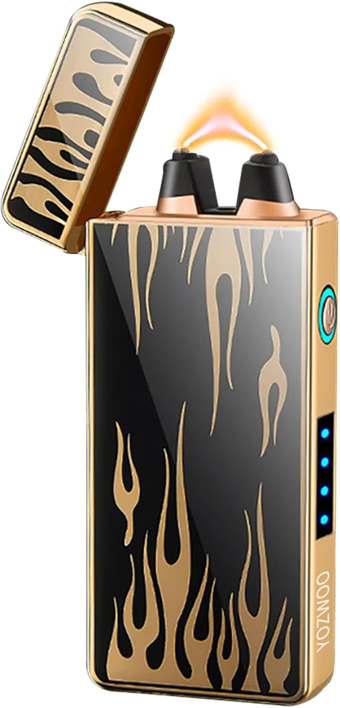 YOZWOO Electric Arc Plasma Lighter - Rechargeable Type-C, Windproof with LED Power Display for Candles, Fireworks, BBQ