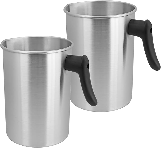 GENHAKON 2 PCS Candle Making Pouring Pot, 4 Pounds Metal Candle Pouring Pitcher, Melting Pot - Ideal for Candle Making, Soap Crafting, and DIY Arts