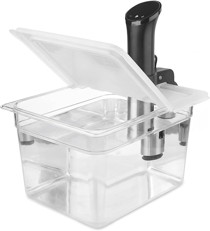 EVERIE Sous Vide Container 12 Quart EVC-12 with Collapsible Hinged Lid Compatible with Anova Nano or AN500-US00 or Anova Pro 3.0 or Anova Mini, Also Fits Instant Pot