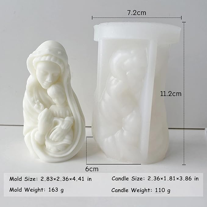 Virgin Mary Candle Mold, Silicone Mold for Religious Candle Making, Nativity Scene Candle Mold for Home Décor and Crafting