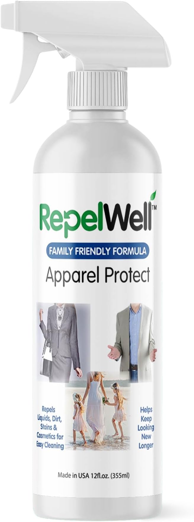 RepelWell Apparel Protect (12oz) Stain & Water Repellent Spray – Non-Toxic, Eco-Friendly, Pet-Safe Sprays for Clothing & More
