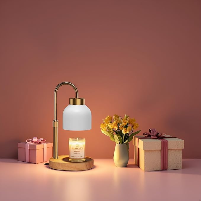 seenlast Candle Warmer Lamp with Dimmer Adjustable Height,Mothers Day Gifts,2/4/8H Timer,Vintage Home Decor for Scented Jar