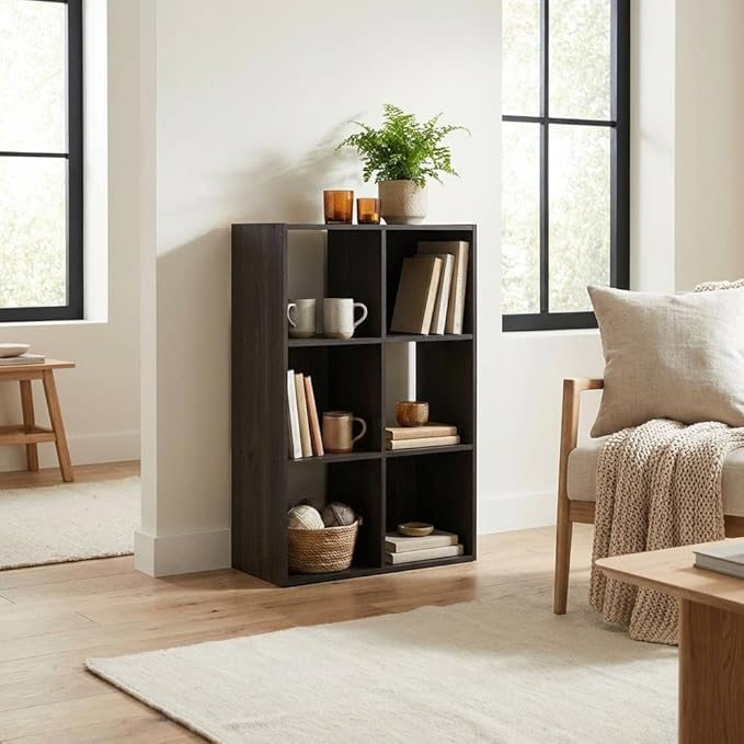 Furnifact Espresso Bookcase with Wooden Construction, Modern Design, Sturdy Support, Versatile Storage Solution for Home and Office