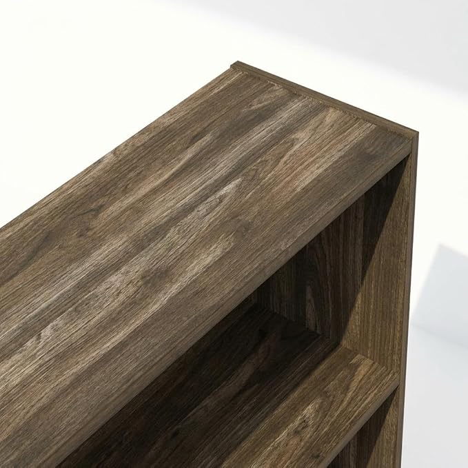 Furnifact Columbia Walnut Open Shelf Bookcase with 3-Tier Design, Durable Wood Construction for Home Office, Living Room Storage and Organization