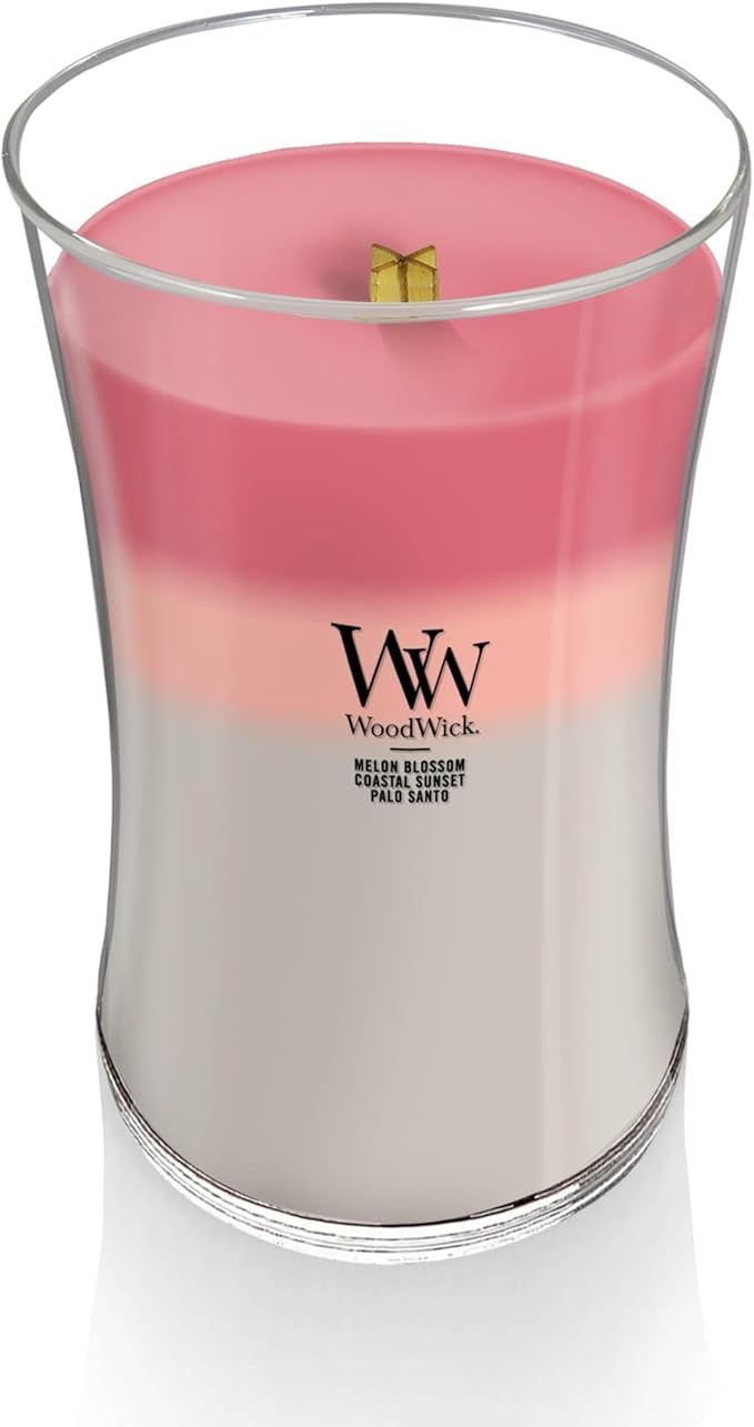 WoodWick Shoreline Trilogy Gifts for Women and Men, 21.5 oz Large Hourglass Trilogy Candle with Crackling Wick