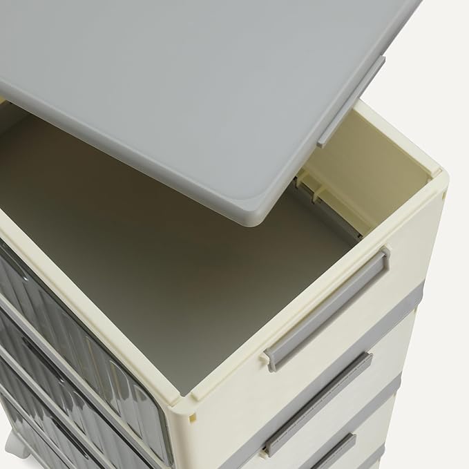 Amazon Basics 4-Tier Storage Bins with Lids, Stackable and Collapsible, 23QT per Tier, 92QT Total Capacity