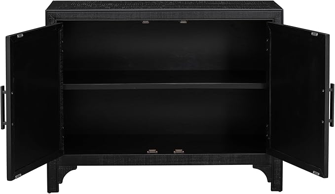 Amposei Wooden Accent Cabinet 40-Inch Vintage Sideboard Coffee Bar Cabinet 2-Door Entryway Storage Cabinet with Adjustable Shelf for Living Room Entrance, Black