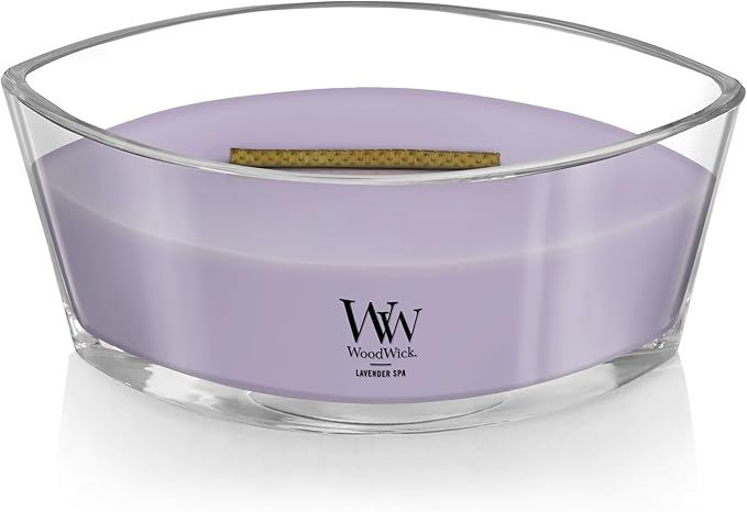 WoodWick Lavender Spa Gifts for Women and Men, 16 oz Ellipse Candle with Crackling Wick