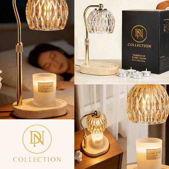 Crystal Candle Warmer Lamp with Timer and Dimmer, Adjustable Height Electric Candle Warmer for Jar Candles, Flameless Wax Melt Warmer, Glass Candle Warmer Lamp – DN Collection