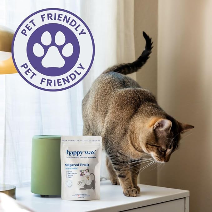 Happy Wax Sugared Fruit Scented Wax Melts for Cat Owners – Odor Eliminating, Calming, Pet-Safe, Non-Toxic, Dye-Free, Perfect for Use with Wax Warmers - 4 oz Pouch
