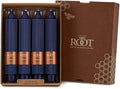 Root Candles Unscented Dinner Candles Premium Beeswax Blend Boxed Candle Set, 7-Inch, Abyss, 4-Count