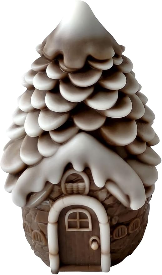 Pinecone House Christmas Cylinder Candle & Resin Mold - Resin Casting Silicone Molds for Home Decor & Candle Making Wave Spiral Mold