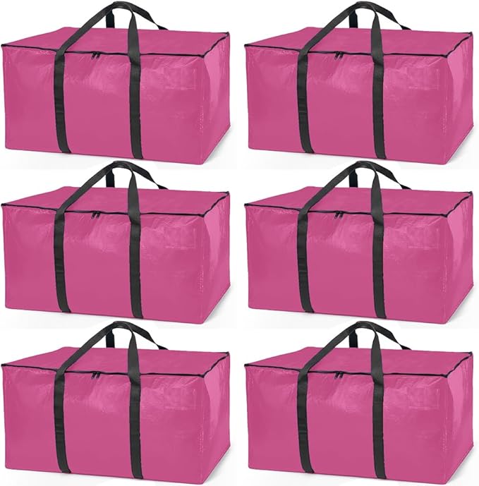 ClearSpace Oversized Moving Bags or Storage Bag – Large Moving Boxes with Backpack Straps, Zippers & Handles – Heavy-Duty Packing Bags for Moving, College Dorm, Christmas Decorations, 8 Pack