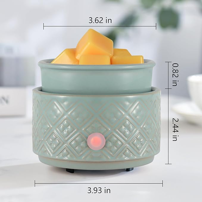 Wax Melt Warmer for Scented Wax,3-in-1Ceramic Wax Warmer Fragrances Candle Oils, Home Fragrance Burner,Electric Candle Warmer Perfect Christmas Gifts for Mom Women(Gree)