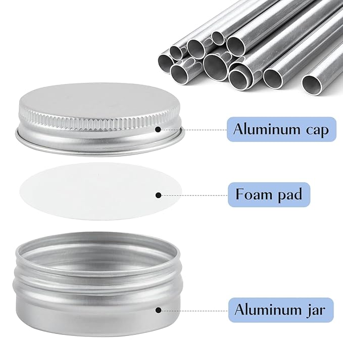 TUZAZO 12Pack 1/2 Oz Aluminum Tin Cans with Screw Lid and Labels, Refillable Travel Sized Cosmetic Containers Small Tins for Lip Balms, Salves, Lotion Bars, Candles