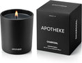 Apotheke Signature Scented Candles for Home, Charcoal - 10.5 oz - Soy Wax, Non Toxic, Large Jar - Luxury Black Candle Gifts for Women & Men - Cedarwood, Sandalwood, Oud, and Amber