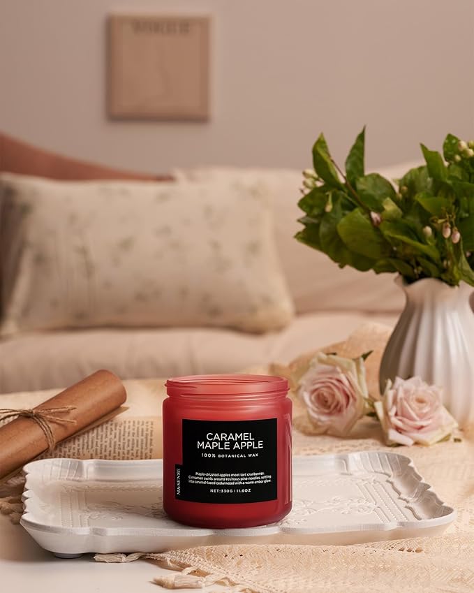 M&SENSE Caramel Apple Valentine Scented Candles for Home, Long Lasting 70 Hours Natural Soy Wax Clean Non Toxic Large 11.6oz 2 Wicks Candle Gifts for Easter Holiday Birthday Housewarming