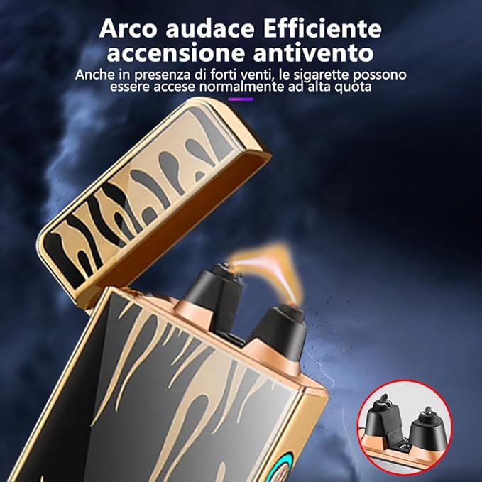YOZWOO Electric Arc Plasma Lighter - Rechargeable Type-C, Windproof with LED Power Display for Candles, Fireworks, BBQ