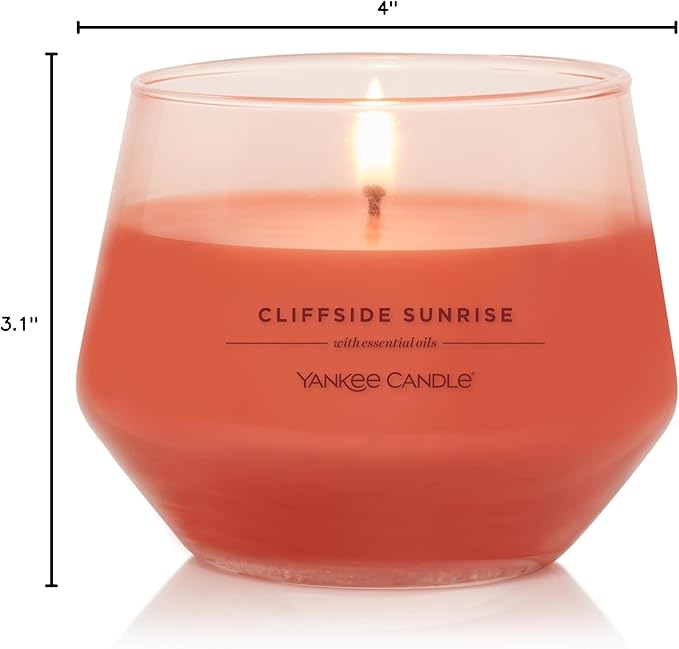 Yankee Candle Studio Scented Candle with up to 50 Hour Burn Time, Premium Plant Wax Blend for Consistent Burn, 10 oz Jar Candle with Room Filling Fragrance, Cliffside Sunrise